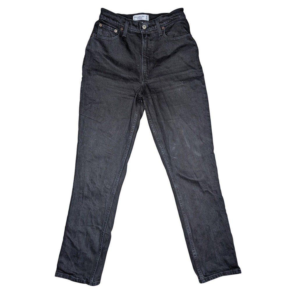 Abercombie & Fitch 26 size 2 Black Cotton 90s Straight Ultra High Rise Jeans